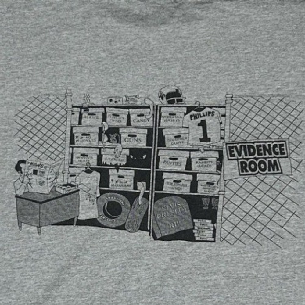 Gildan Graphic T-Shirt Mens 3XL Gray Evidence Room Handcuffs Short Sleeve Tee